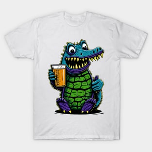 Cartoonish croc with beer mug T-Shirt